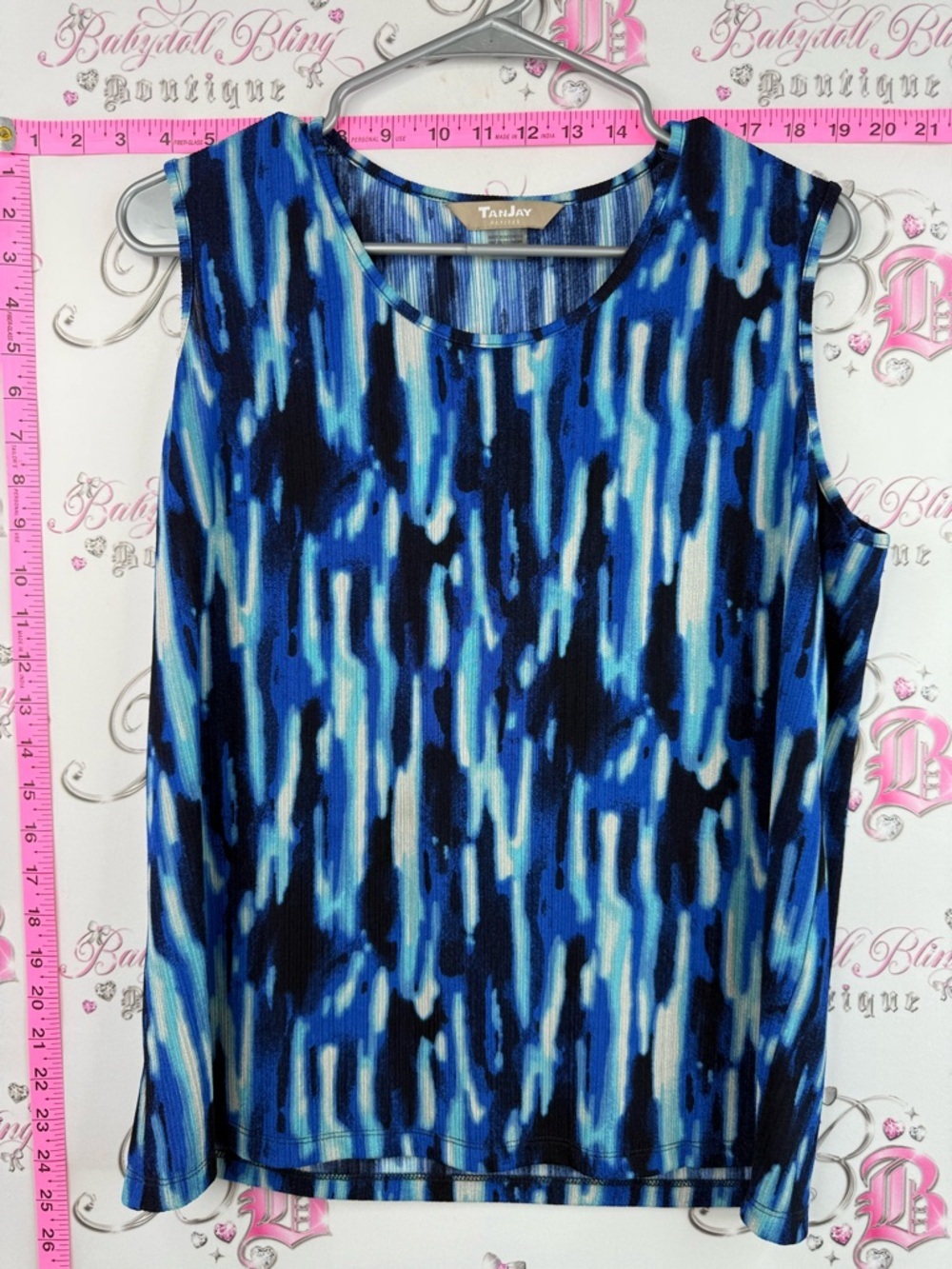 TanJay tank top neon blue bright ombre Blue Abstract Sleeveless Tank Top